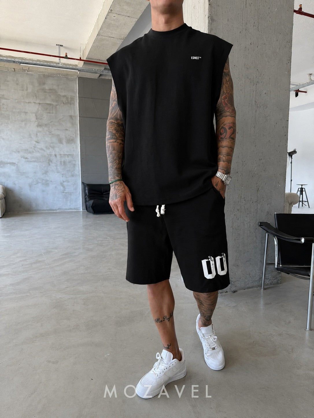 Herren Set „Double Zero“ – Tank & Shorts Schwarz