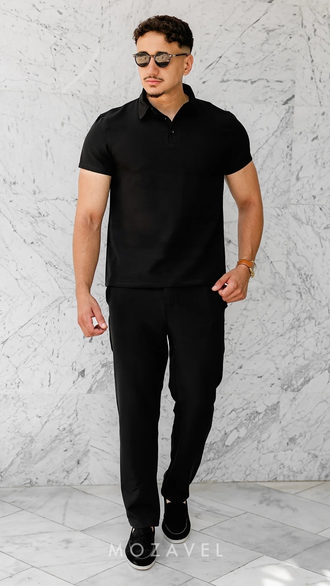 Herren Set „Élégance“ – Poloshirt & Hose Schwarz