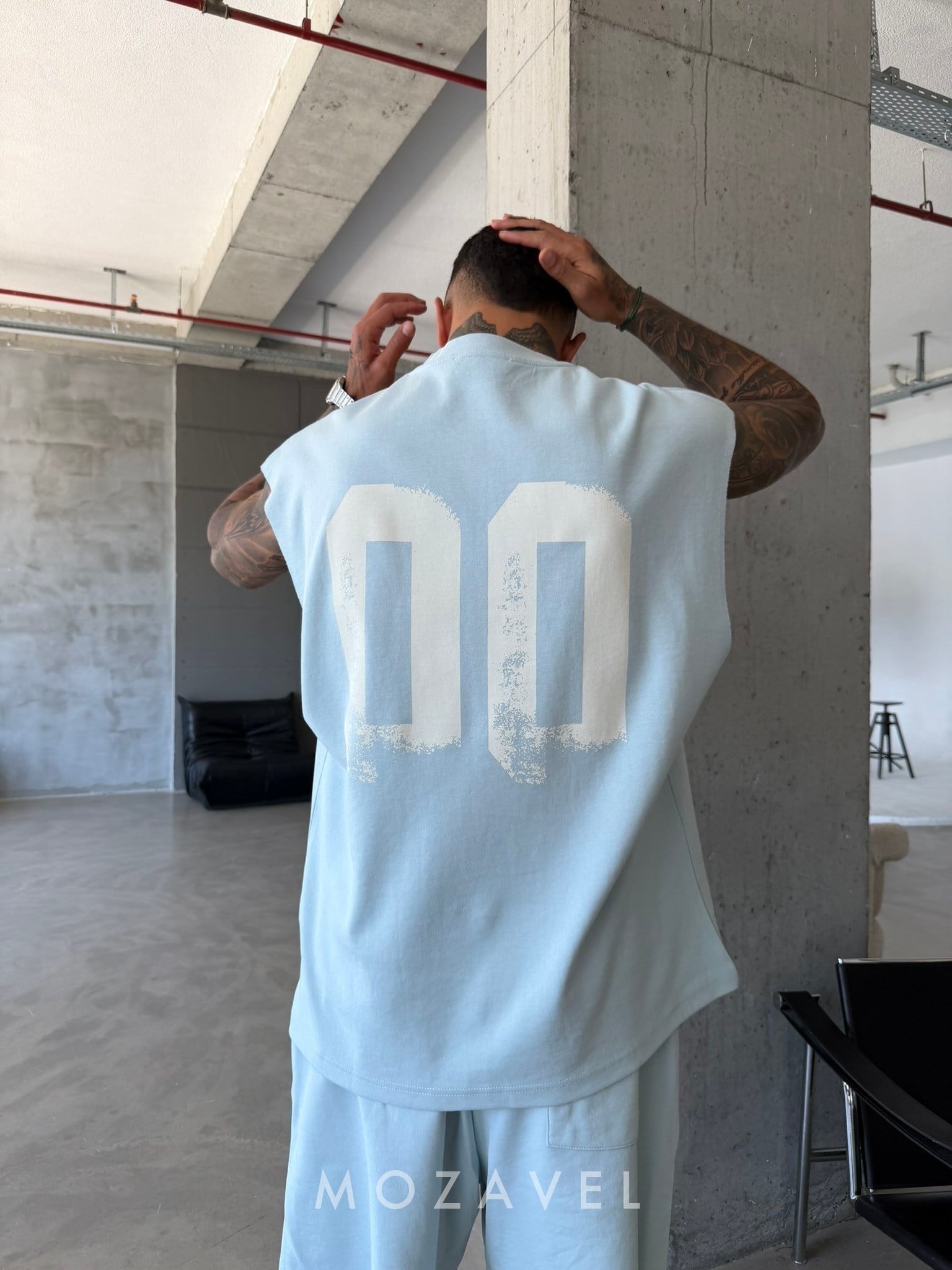Herren Set „Double Zero“ – Tank & Shorts Hellblau