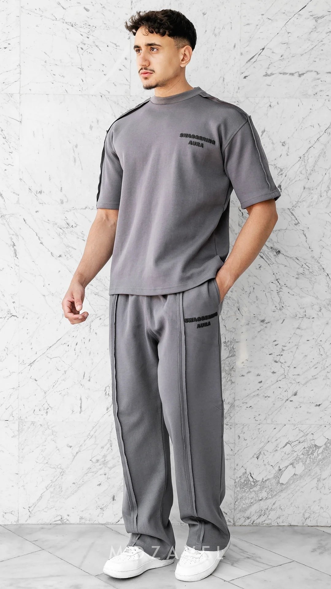 Herren Set „Nero“ – Oversize Shirt & Hose Anthrazitgrau