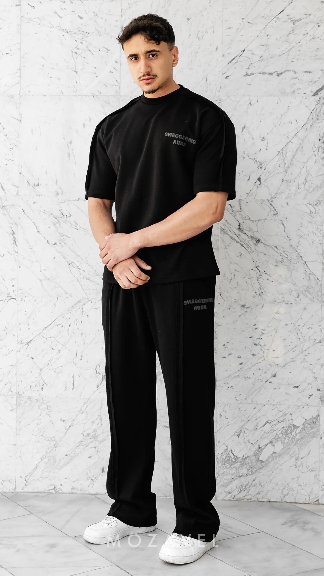 Herren Set „Nero“ – Oversize Shirt & Hose Obsidianschwarz