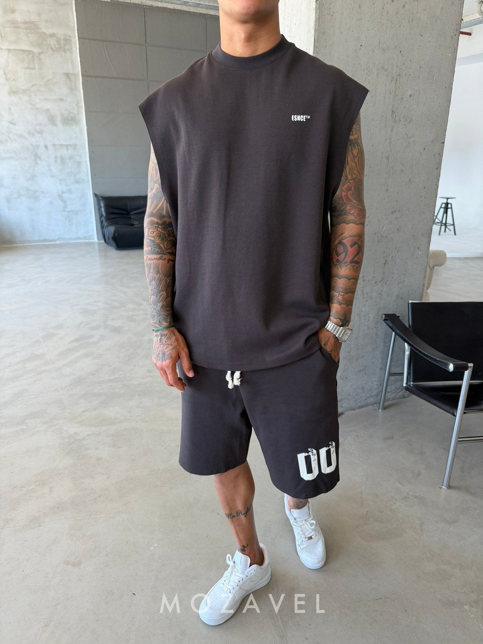Herren Set „Double Zero“ – Tank & Shorts Petrolgrau