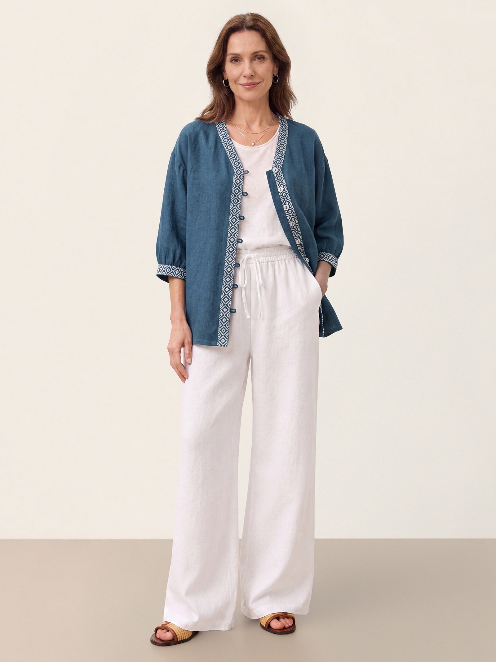 Linnen Blouse met Geometrisch Detail