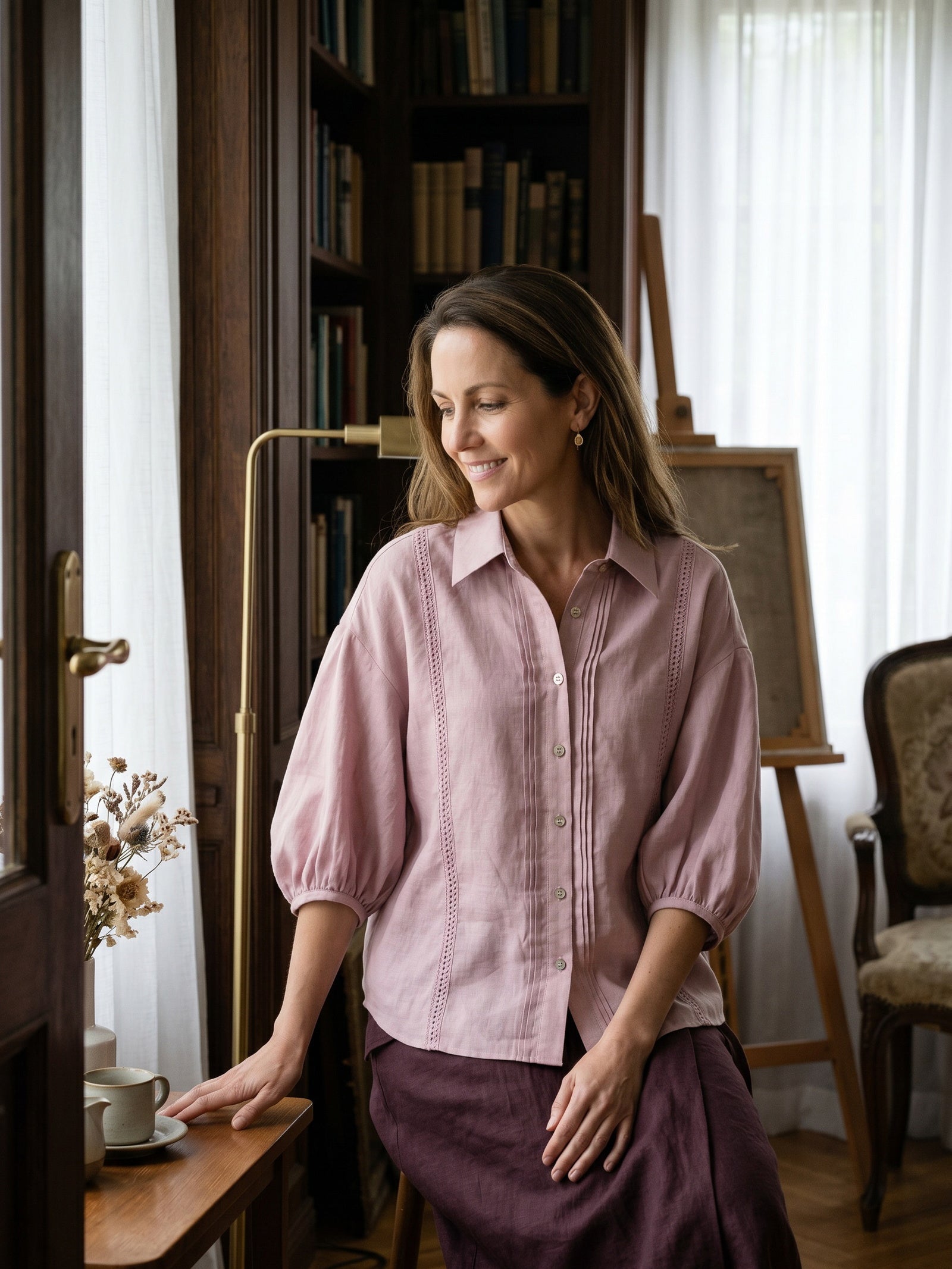 Linnen Blouse met Kant Dames