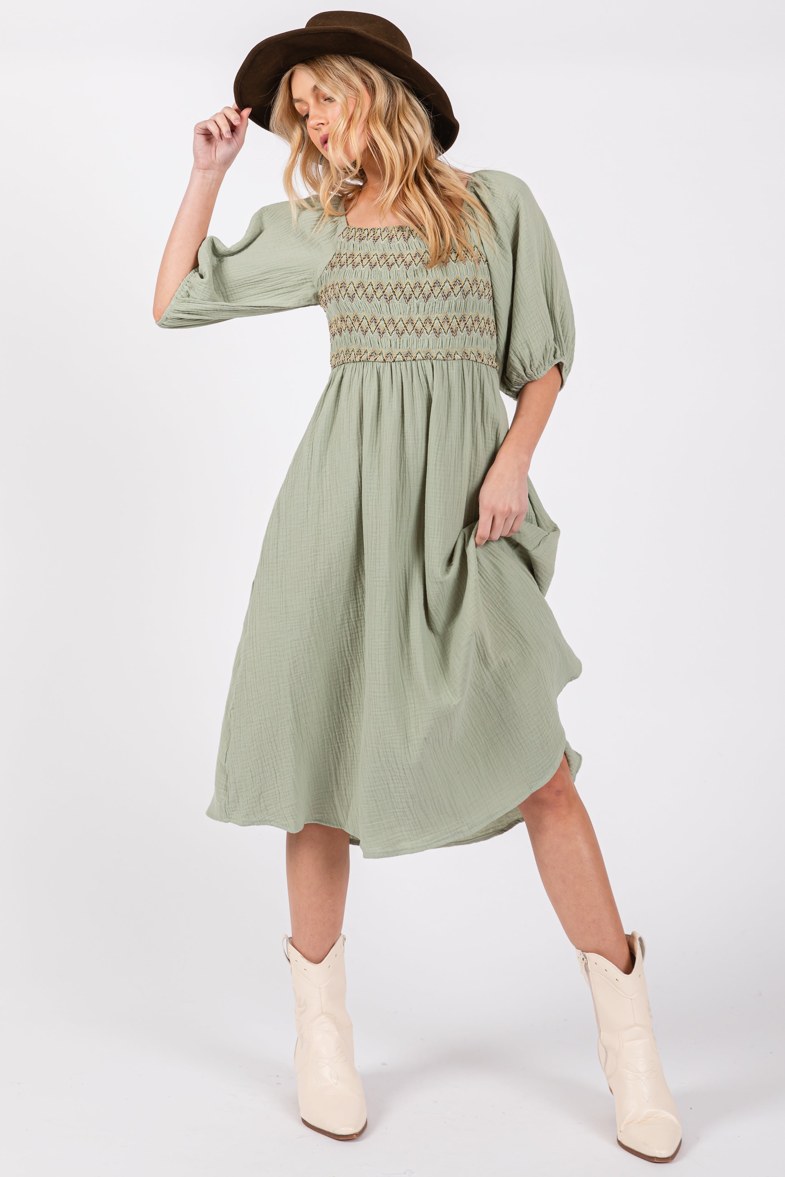 Besticktes Umstands-Midikleid in Helloliv