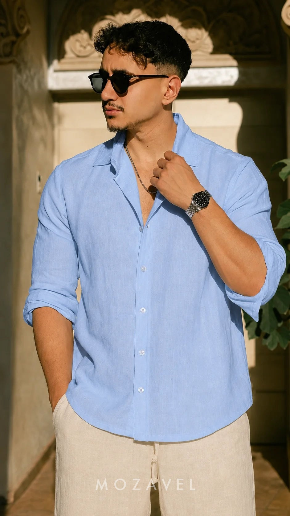 Herren Leinenhemd „Lino“ – Premium Hellblau