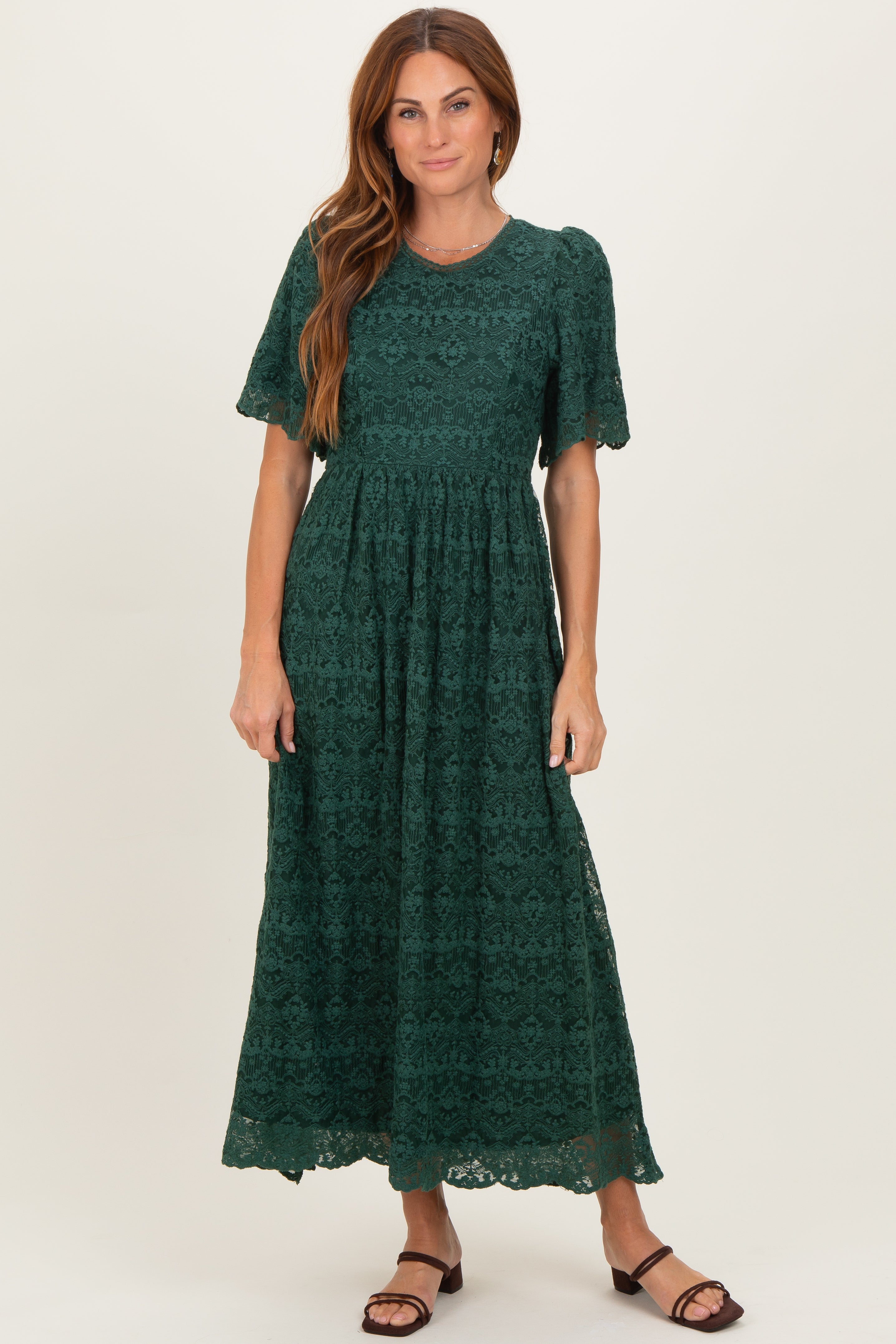 Umstands-Midikleid aus Blumenspitze