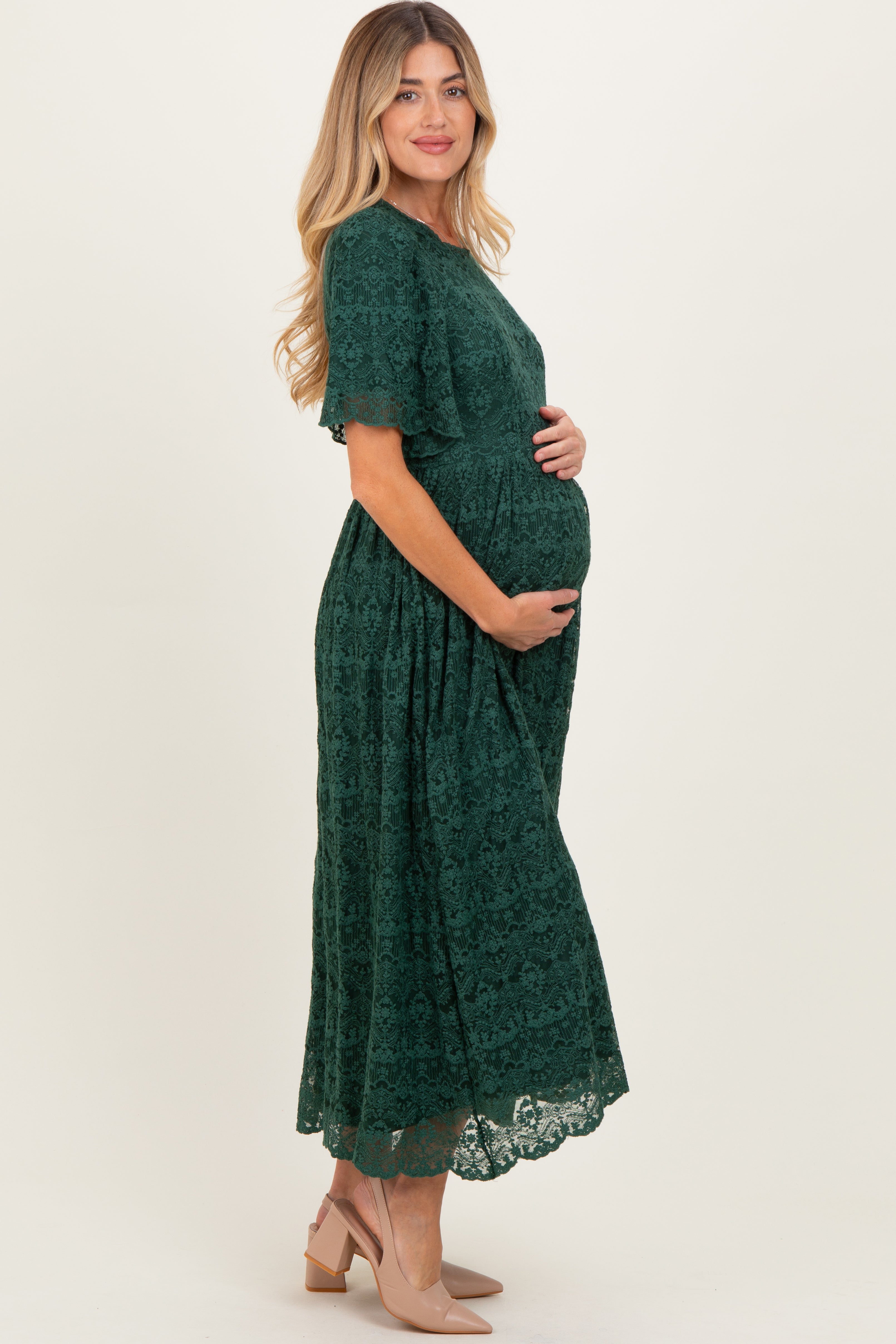Umstands-Midikleid aus Blumenspitze