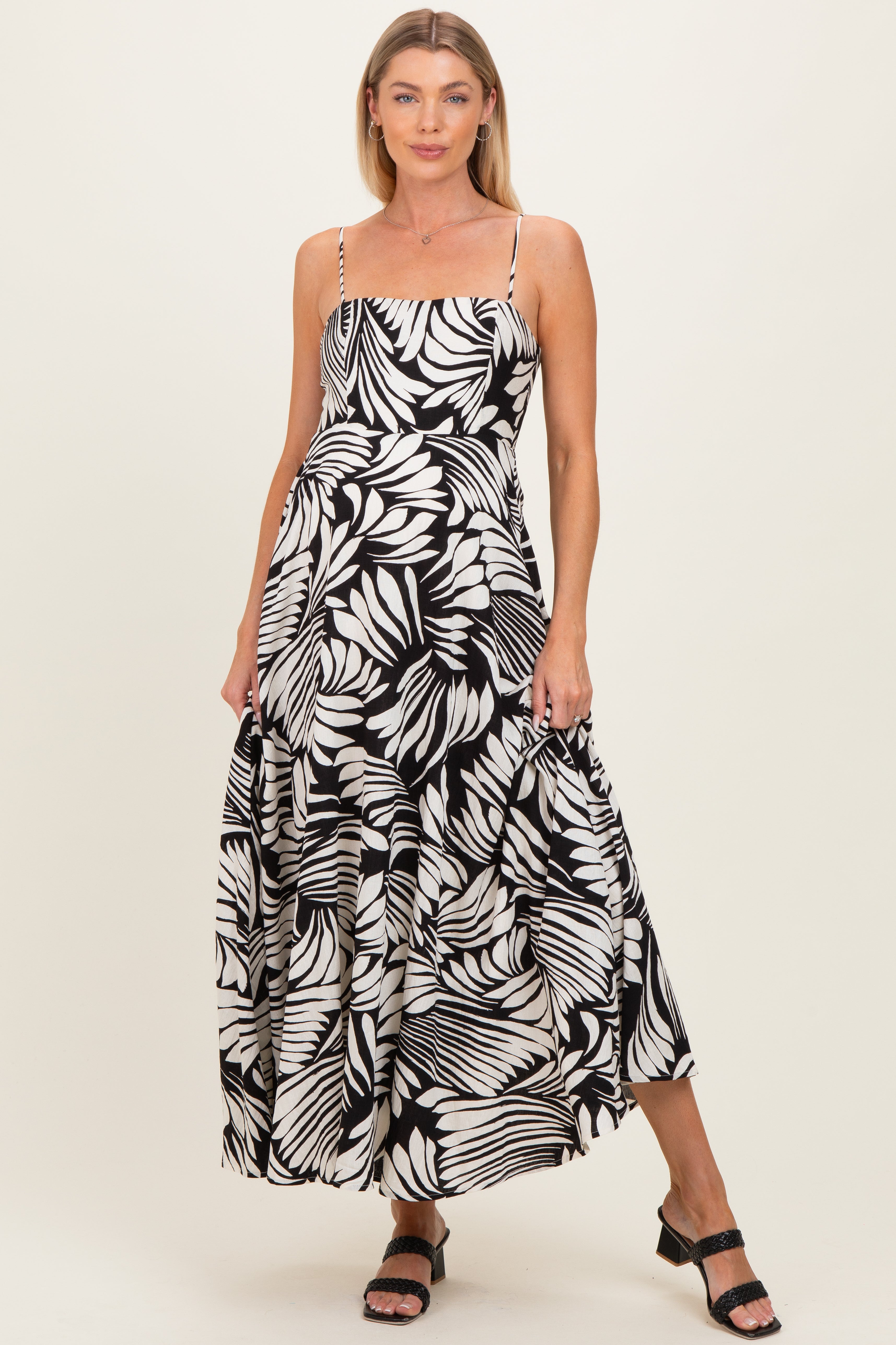 Umstands-Midikleid aus Leinen in A-Linie mit Druck