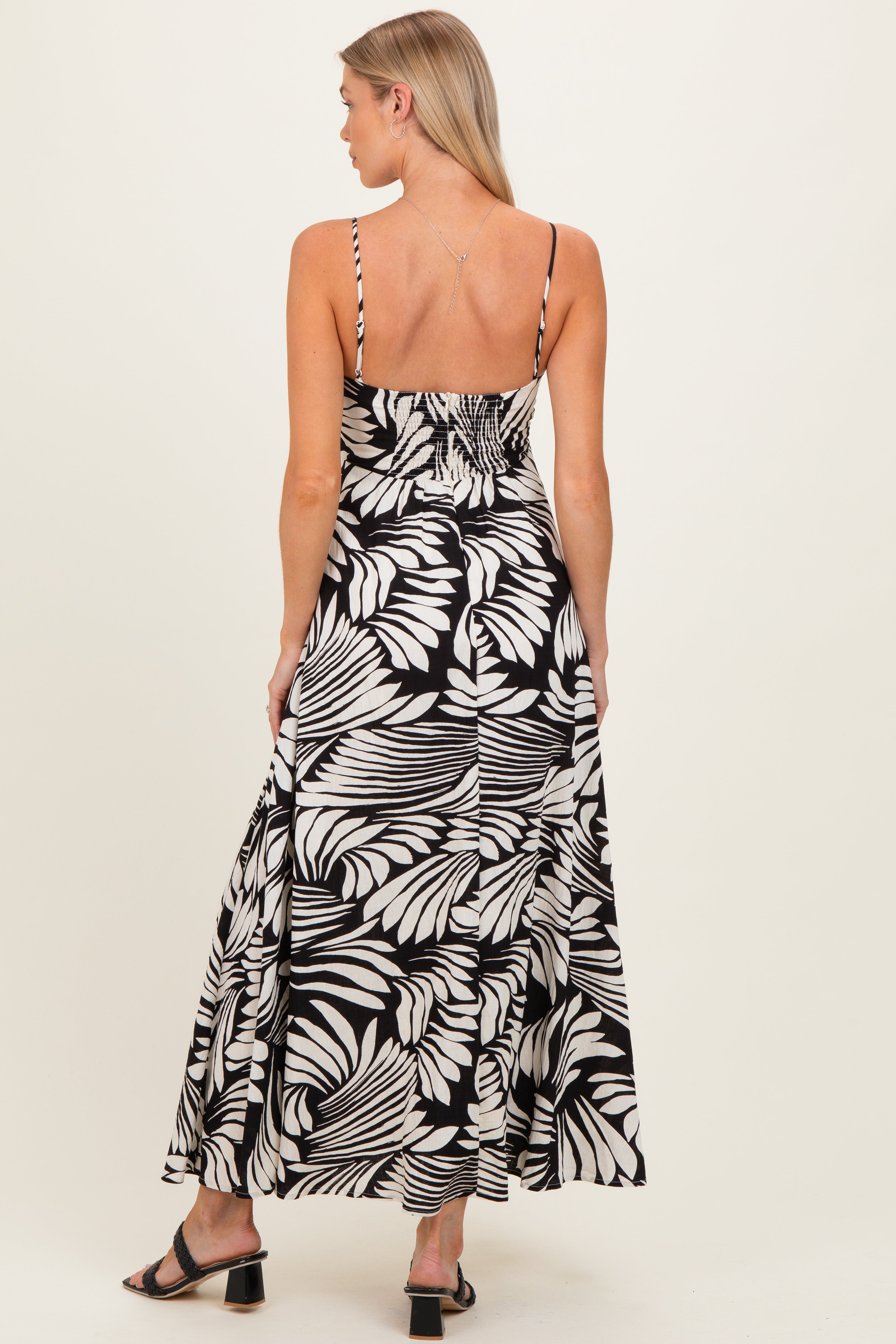 Umstands-Midikleid aus Leinen in A-Linie mit Druck