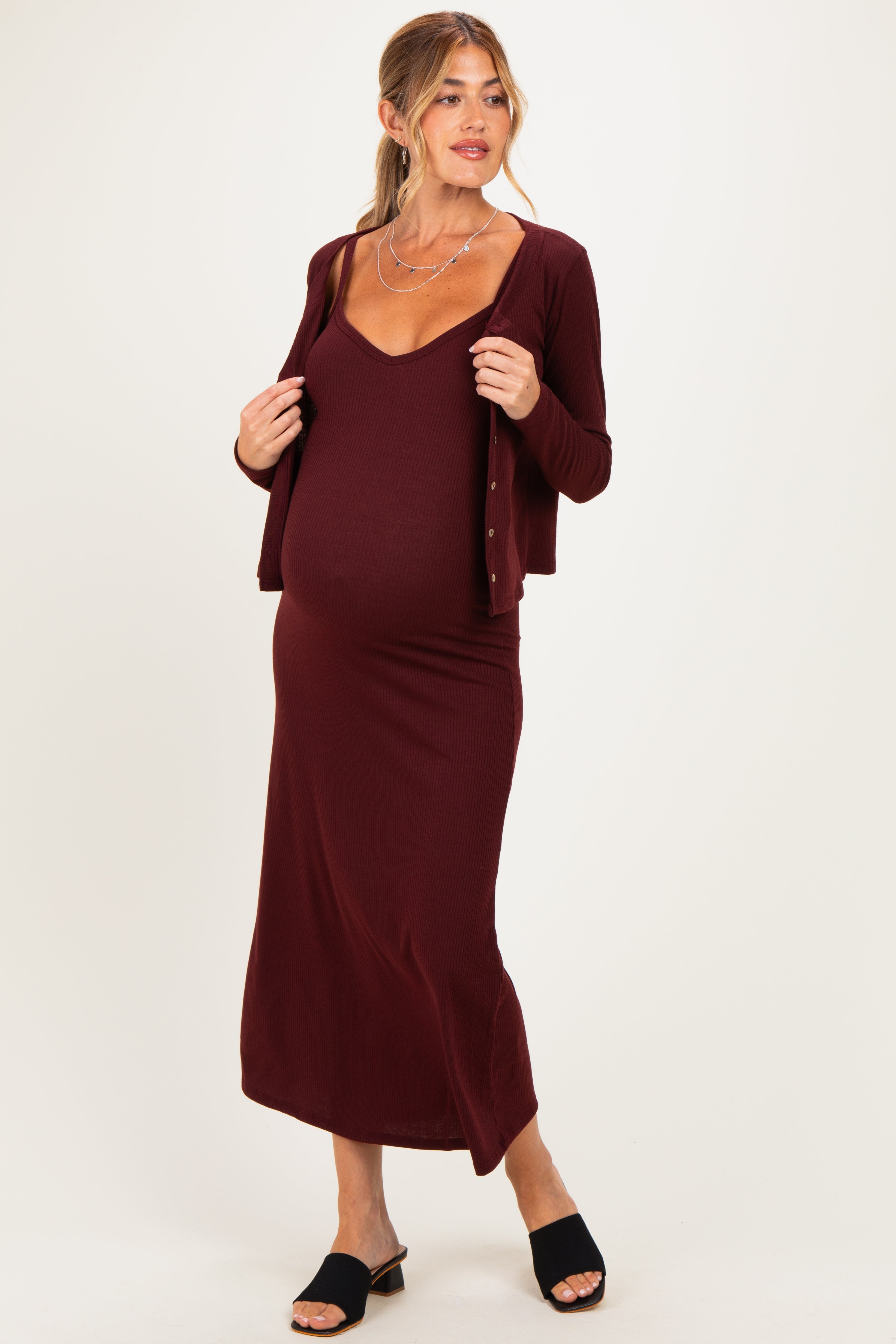 Umstands-Set aus Strickkleid und Cardigan