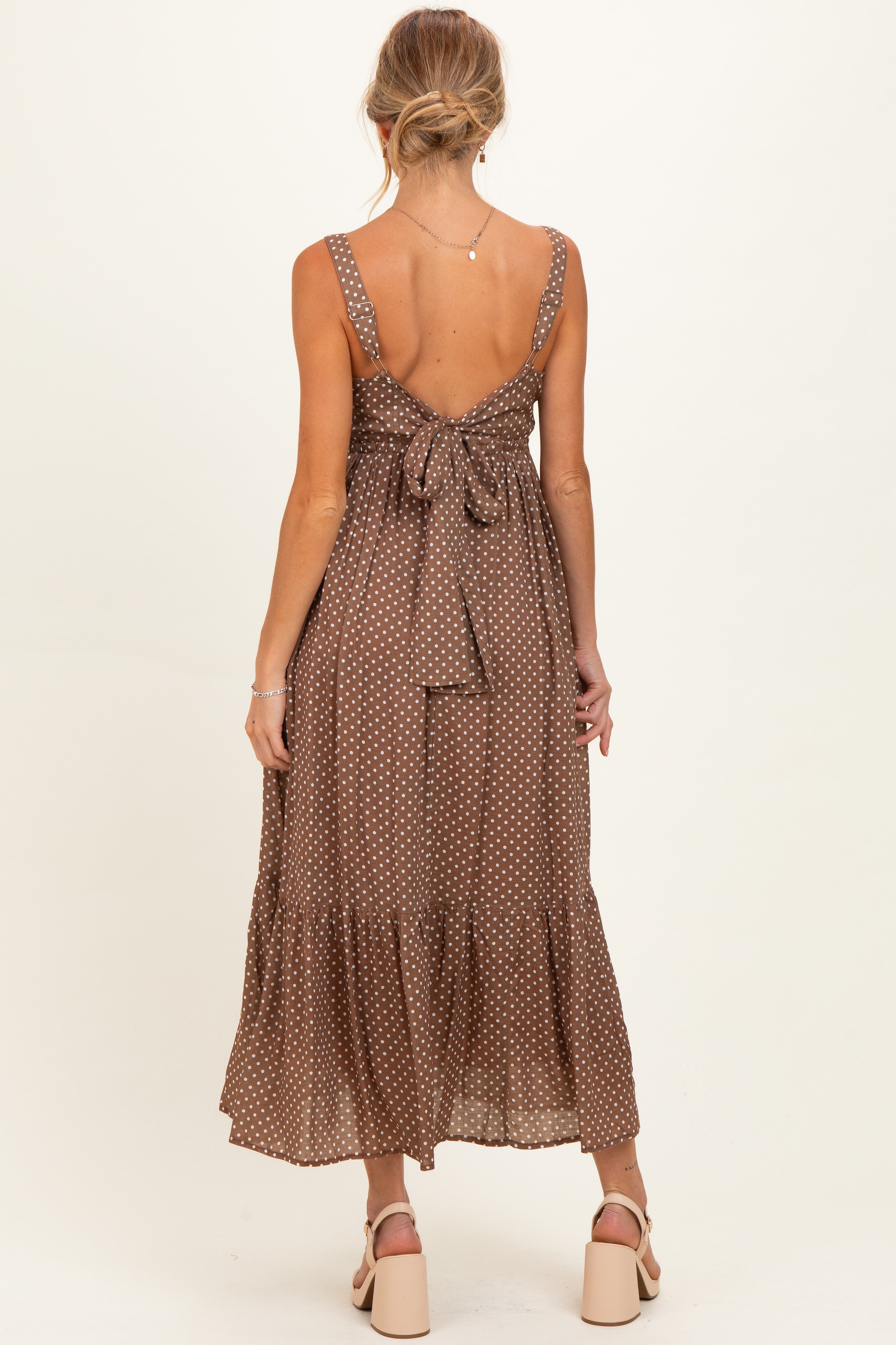 Umstands-Maxikleid mit Punktemuster und Rückenschleife