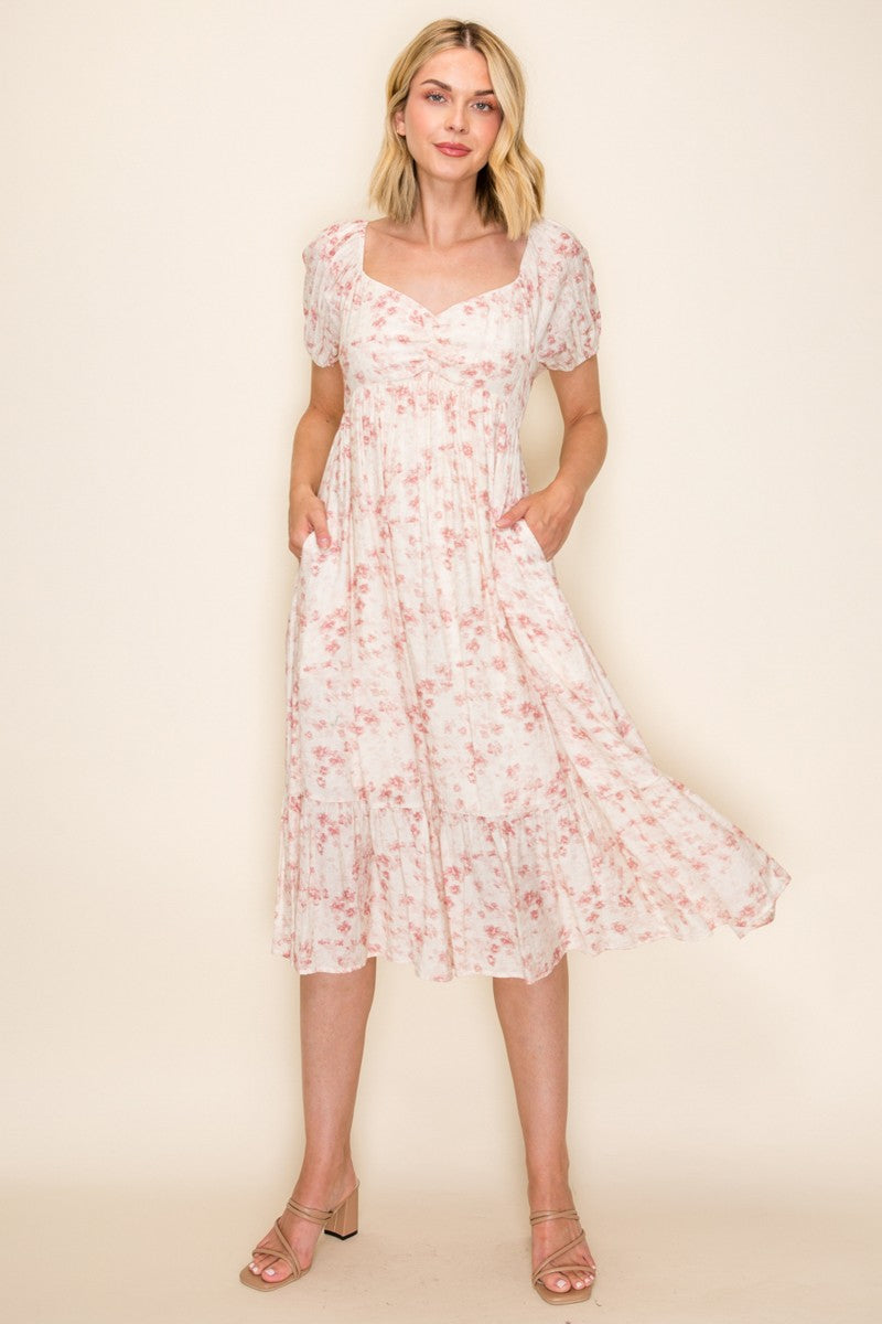 Umstands-Midikleid mit Blumenmuster und Herzausschnitt