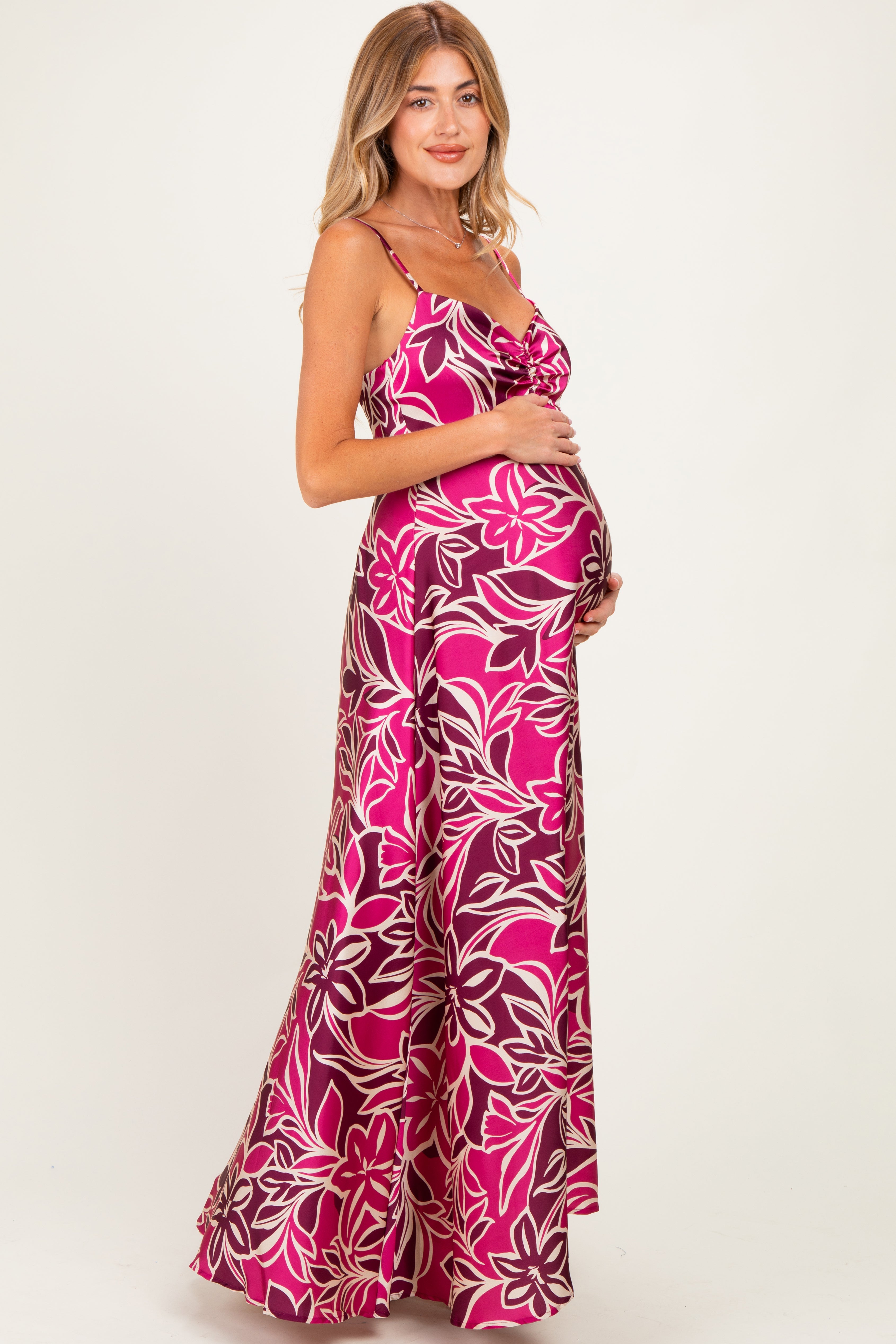 Ärmelloses Umstands-Maxikleid mit Blumenmuster