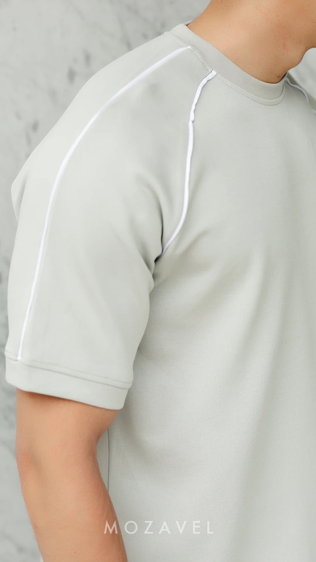 Herren Set „Nova“ – T-Shirt & Hose mit Paspel Hellgrau