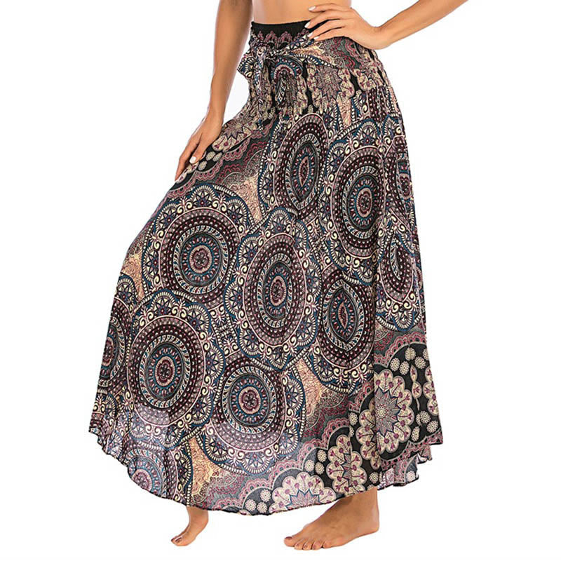 Zwei Stil-Tragen Bohemian Mandala Blumen Schnürkleid