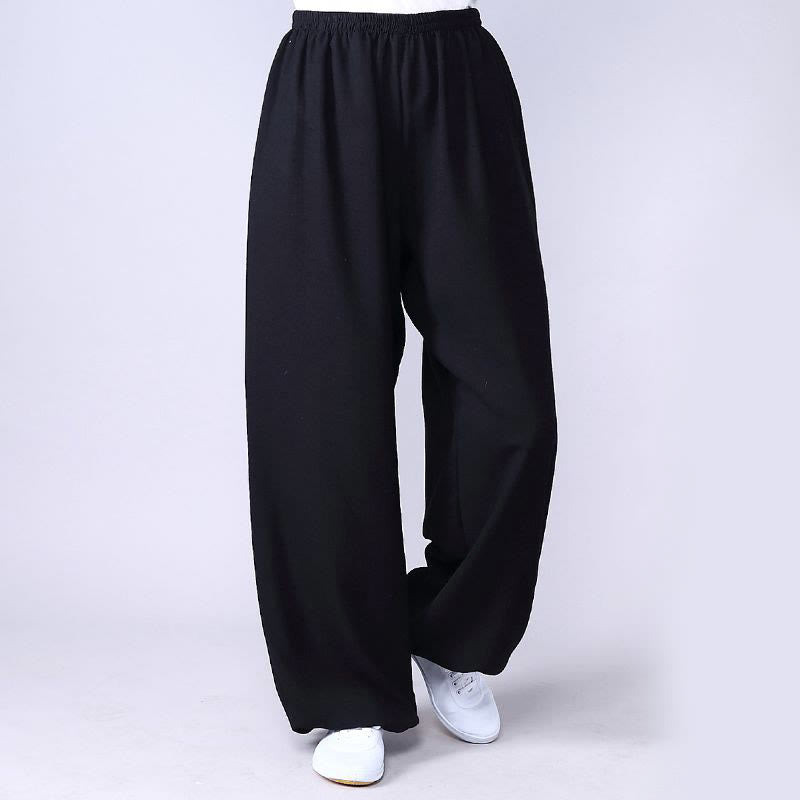 Sommer elastische Taille Tai Chi Qigong Übung Baumwolle Leinen Unisex Hose