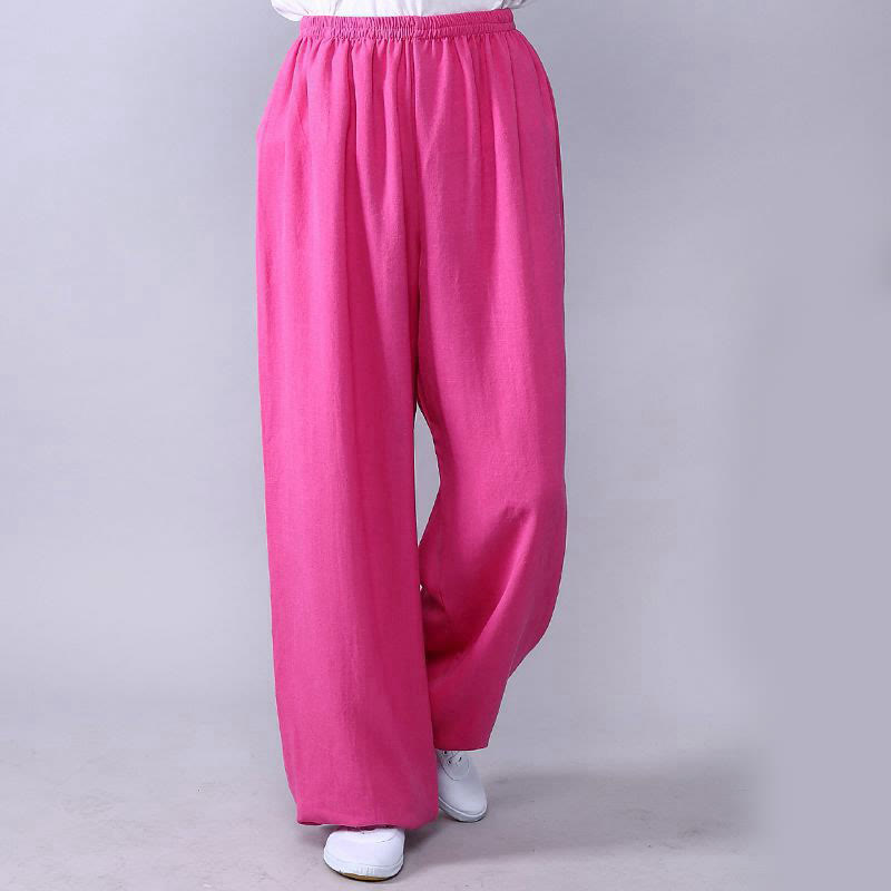 Sommer elastische Taille Tai Chi Qigong Übung Baumwolle Leinen Unisex Hose