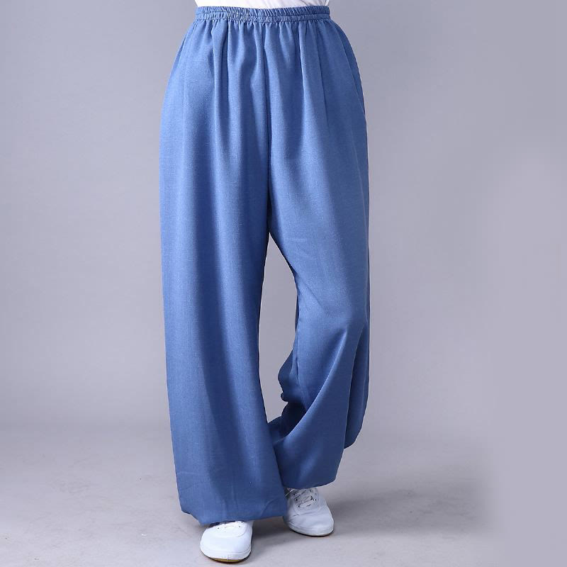 Sommer elastische Taille Tai Chi Qigong Übung Baumwolle Leinen Unisex Hose