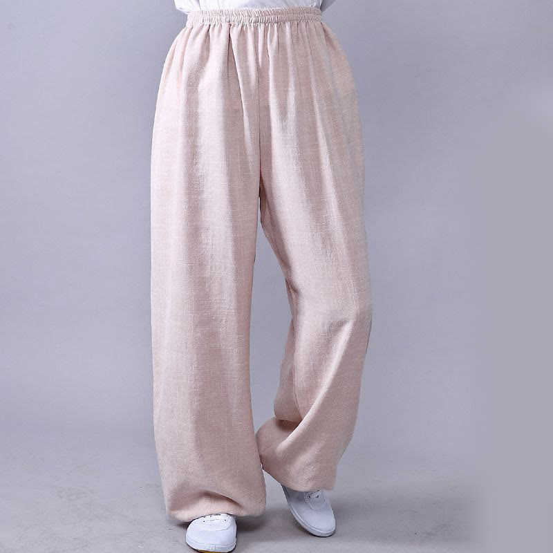 Sommer elastische Taille Tai Chi Qigong Übung Baumwolle Leinen Unisex Hose