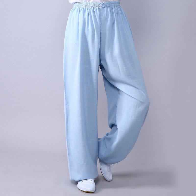 Sommer elastische Taille Tai Chi Qigong Übung Baumwolle Leinen Unisex Hose