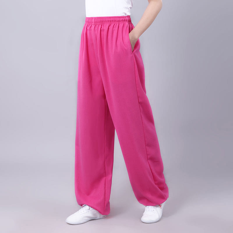 Sommer Unisex Hose mit elastischem Bund für Tai Chi und Qigong, atmungsaktiv und mit Taschen