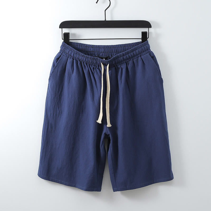 Lässige, einfarbige Herren-Shorts mit geradem Schnitt und Taschen aus Baumwolle