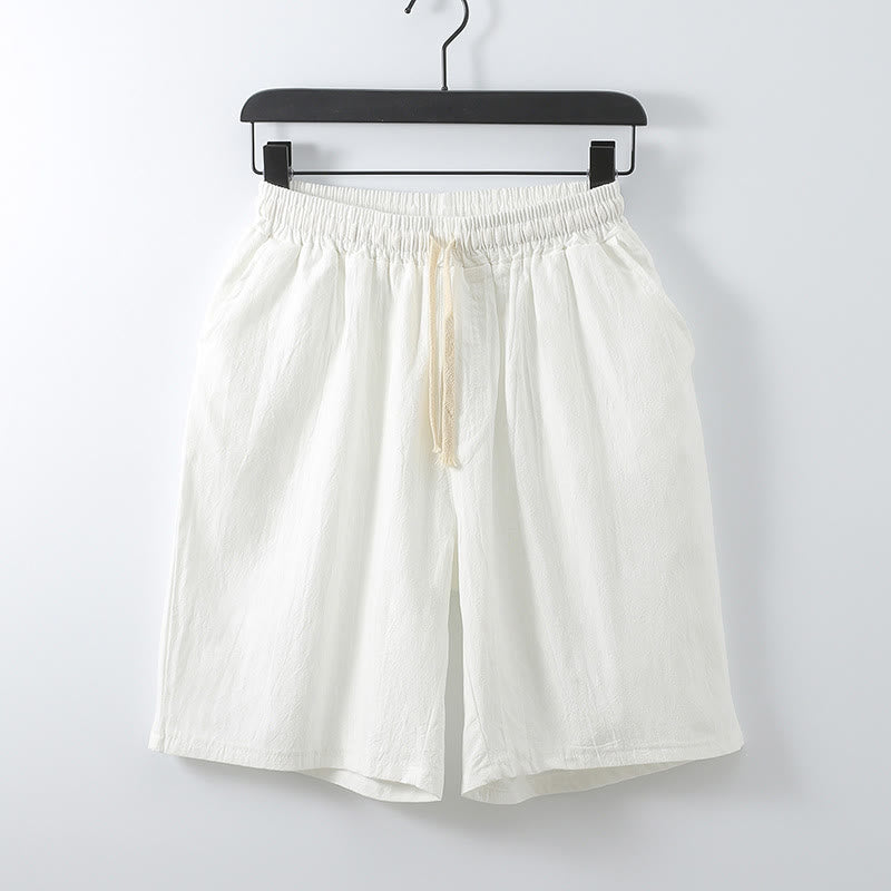 Lässige, einfarbige Herren-Shorts mit geradem Schnitt und Taschen aus Baumwolle