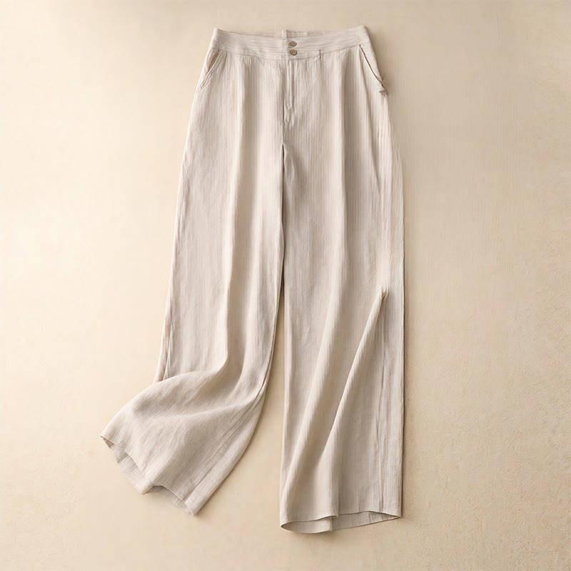 Sommer-Freizeithose mit schlichtem Reißverschlussdesign, weitem Bein und Taschen für Damen