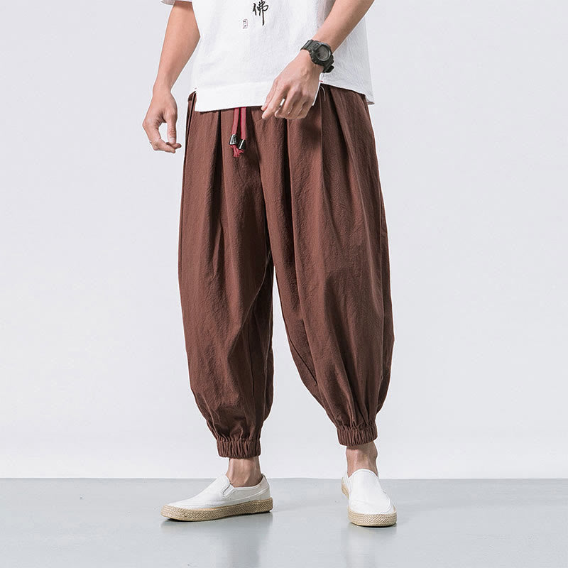 Casual Sports Herren Einfarbige Baumwollhose mit Kordelzug und Taschen