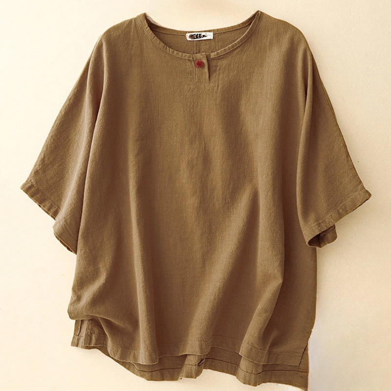 Schlichtes Damen-T-Shirt mit Rundhalsausschnitt und Halbarm, locker geschnitten