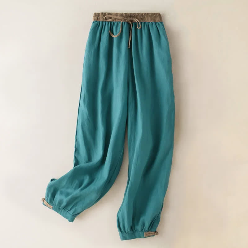 Schlichte Haremshose aus Baumwolle mit Kordelzug und Taschen für Damen