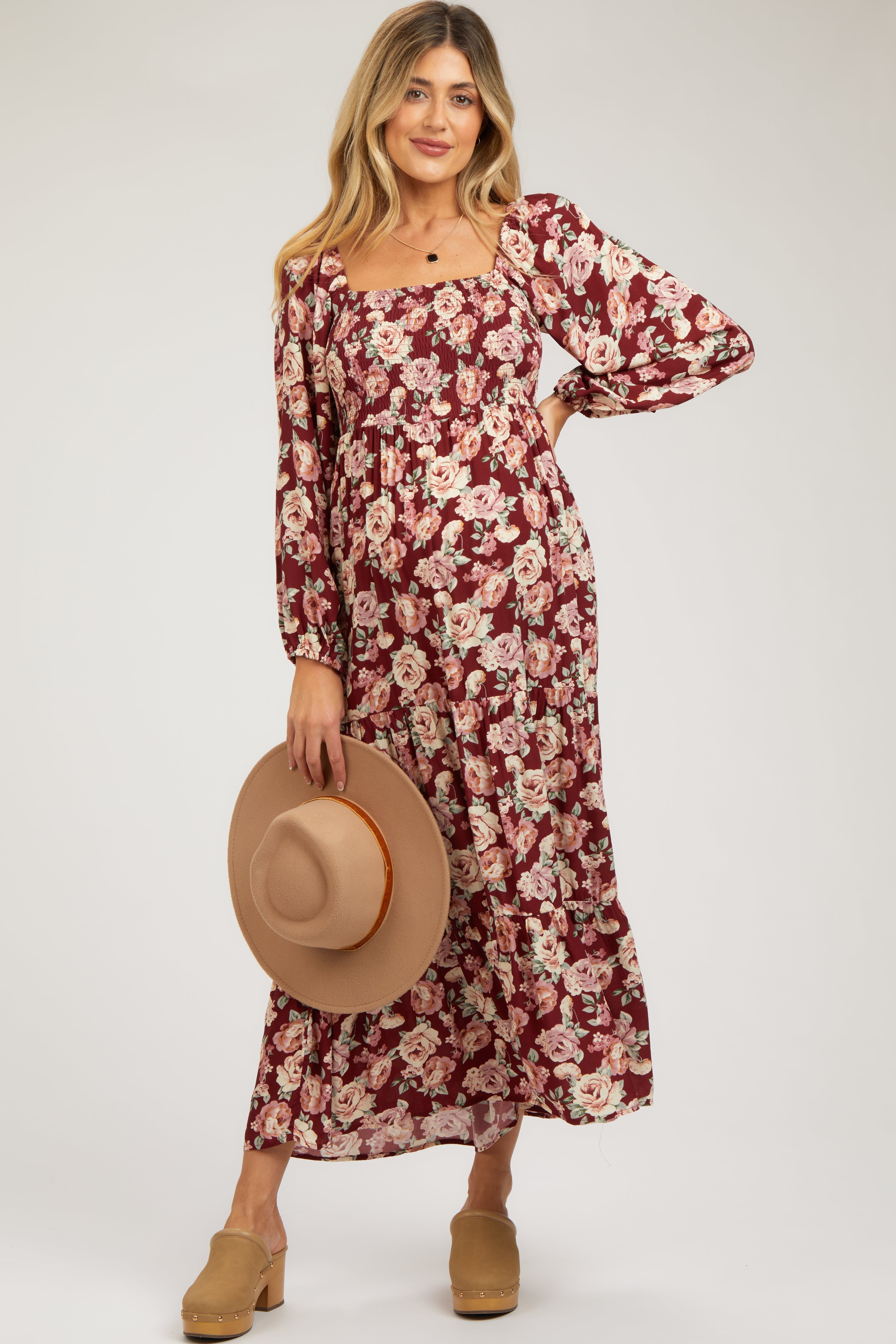 Umstandsmaxikleid Bordeaux