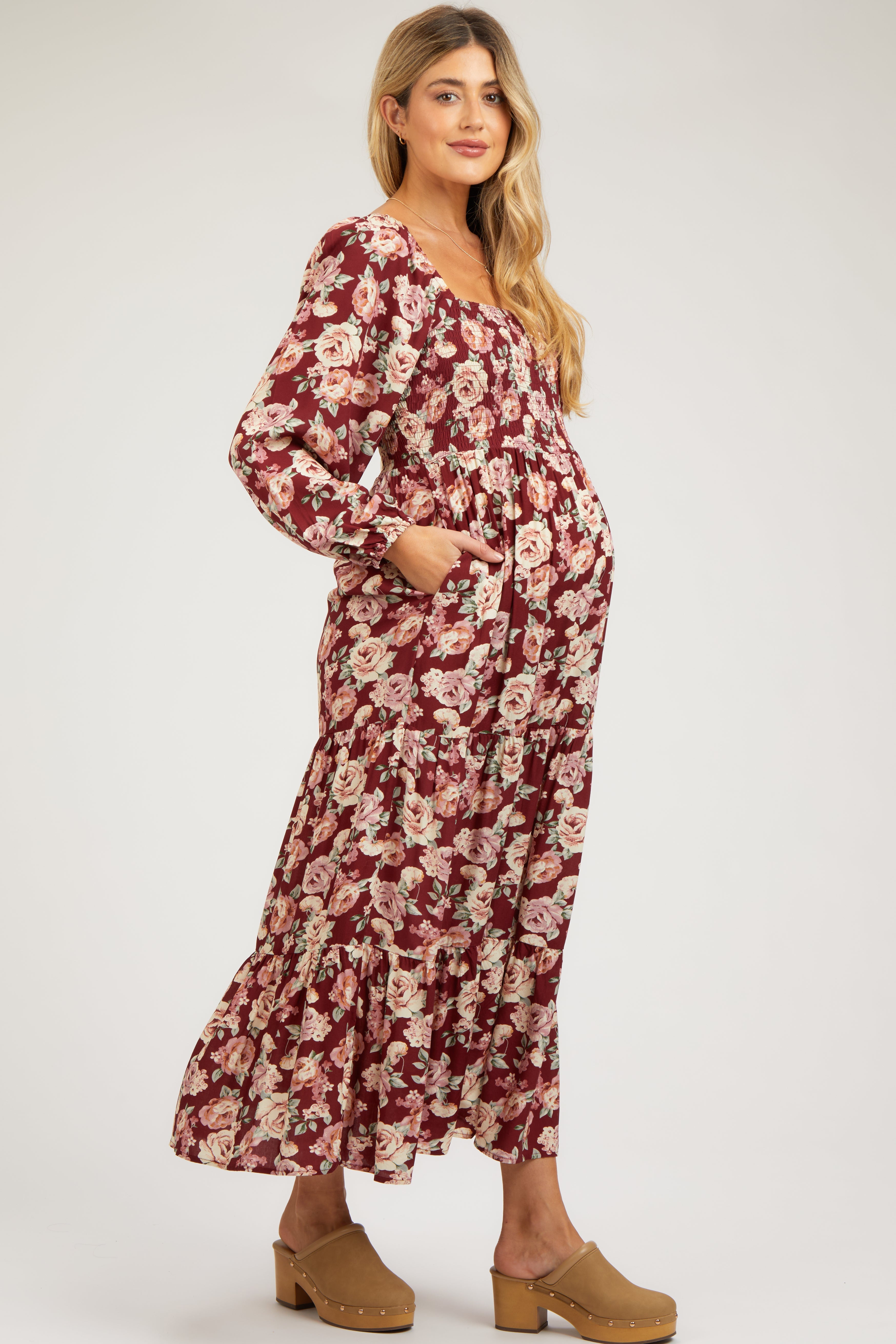 Umstandsmaxikleid Bordeaux