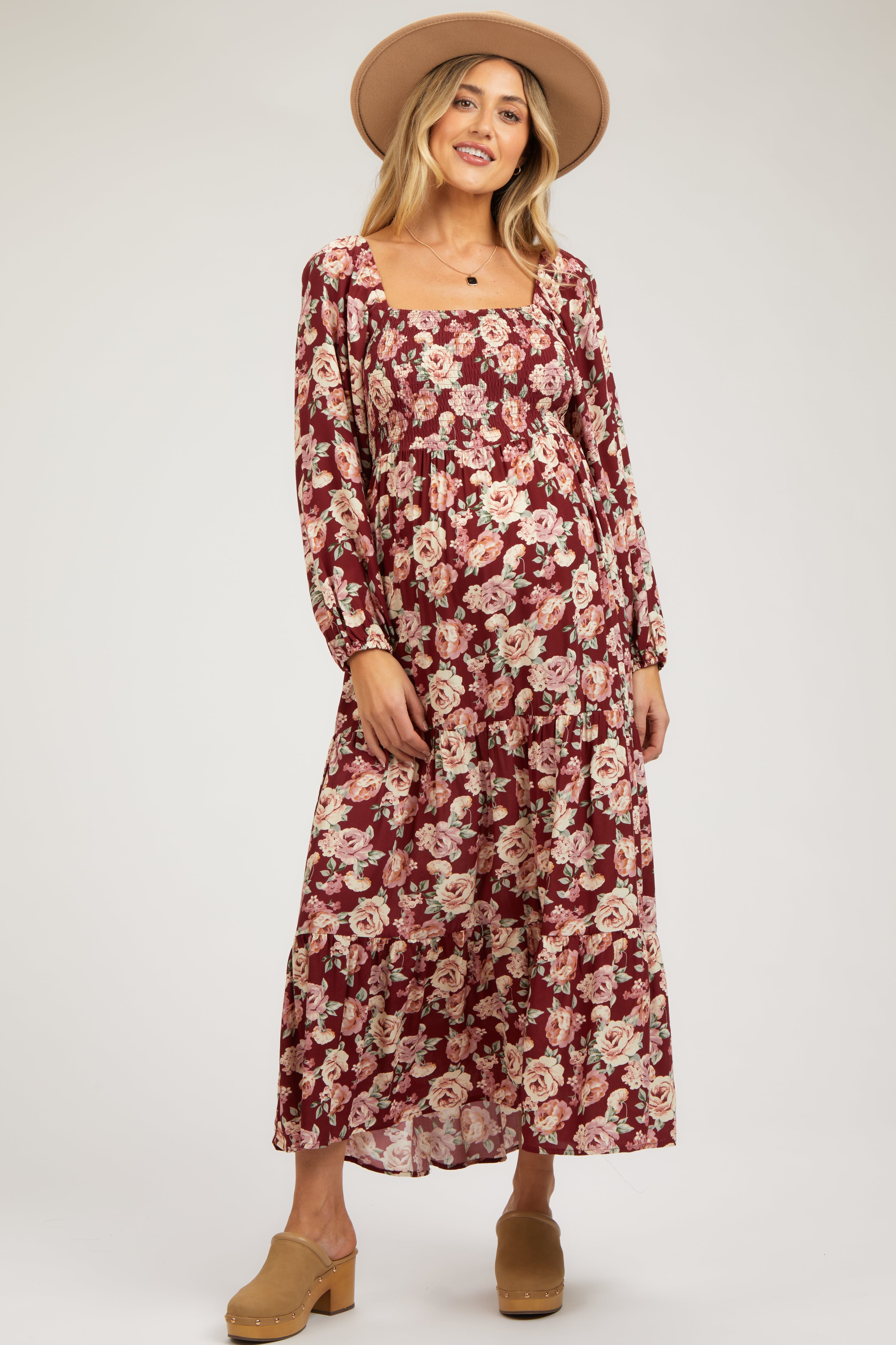 Umstandsmaxikleid Bordeaux