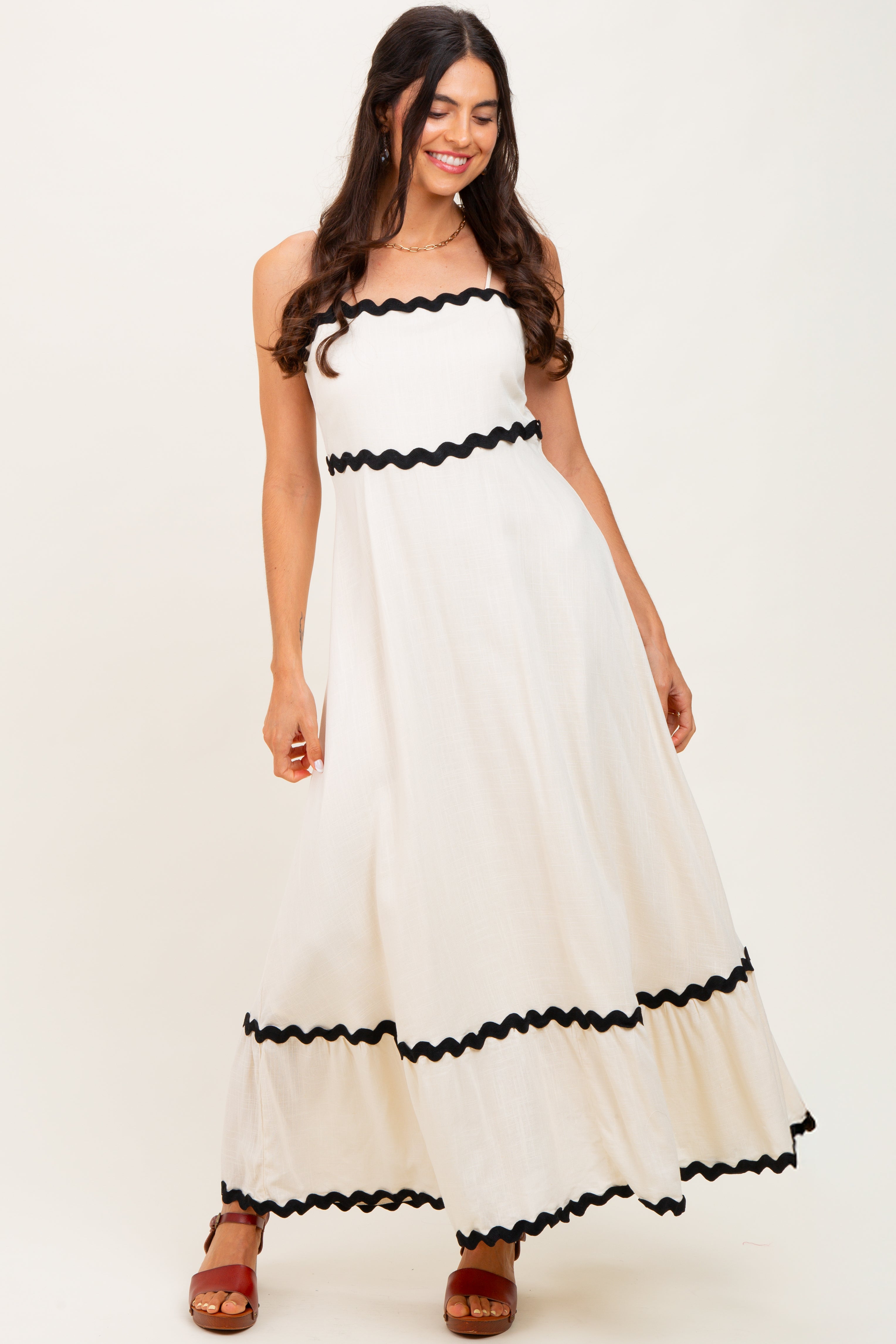 Umstands-Midikleid mit Colorblock-Besatz