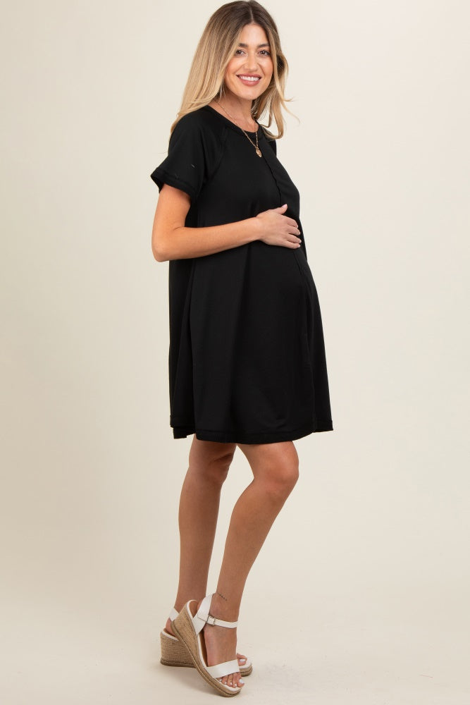 Umstands-Minikleid im T-Shirt-Stil in Schwarz