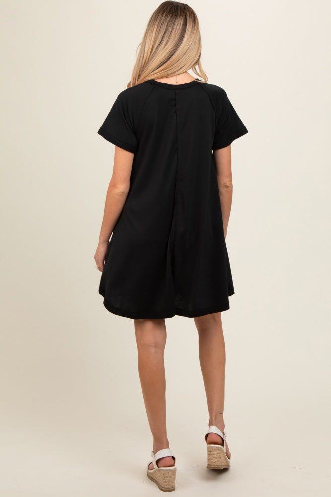 Umstands-Minikleid im T-Shirt-Stil in Schwarz