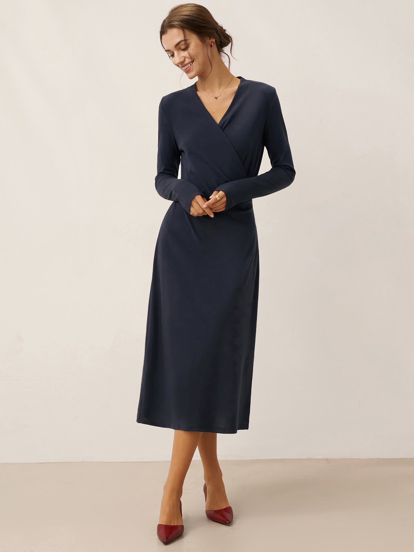Linnen Wrap Midi-jurk