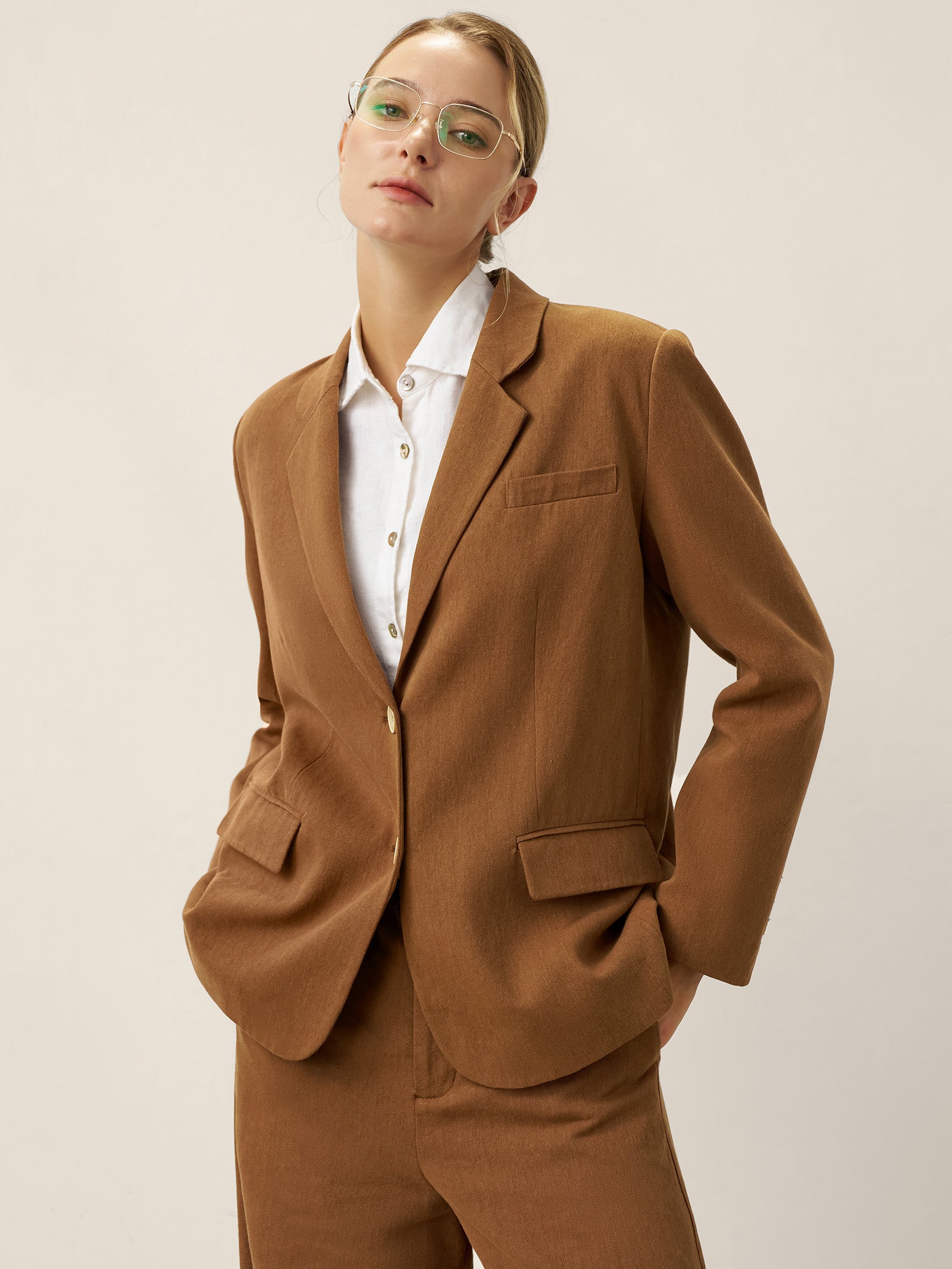 Linnen Blazer Dames Getailleerd