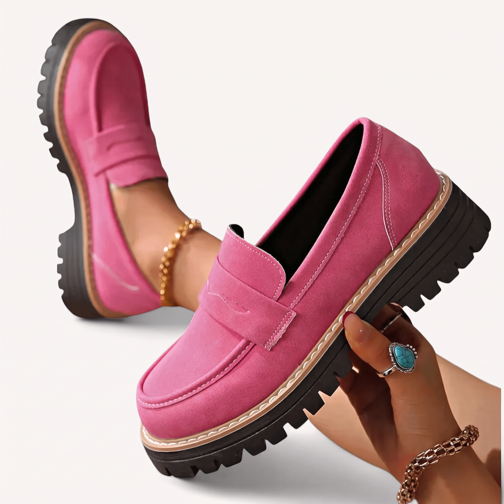 Ergonomische Leder-Mokassins Damen Clio Luce – sicherer Halt