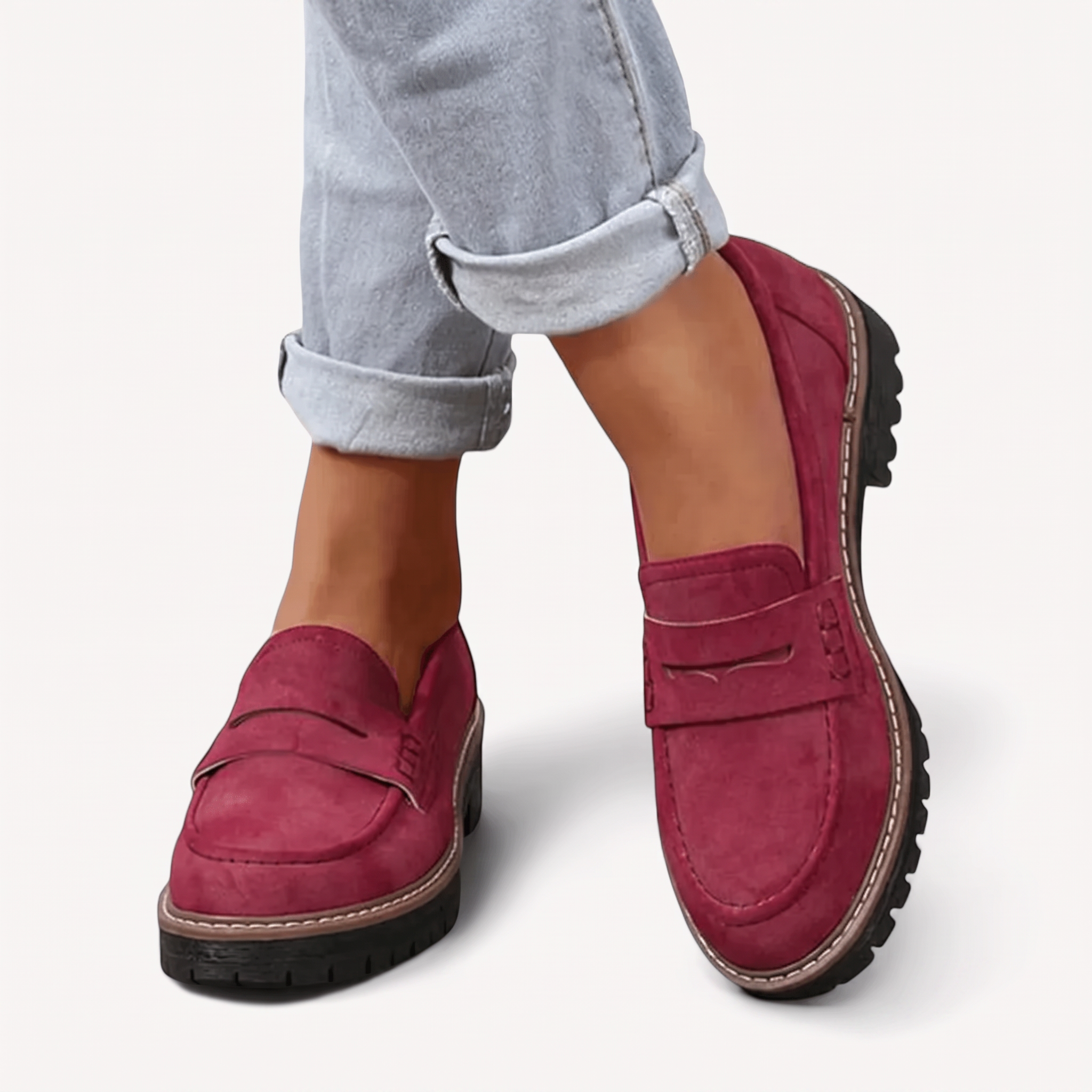 Ergonomische Leder-Mokassins Damen Clio Luce – sicherer Halt