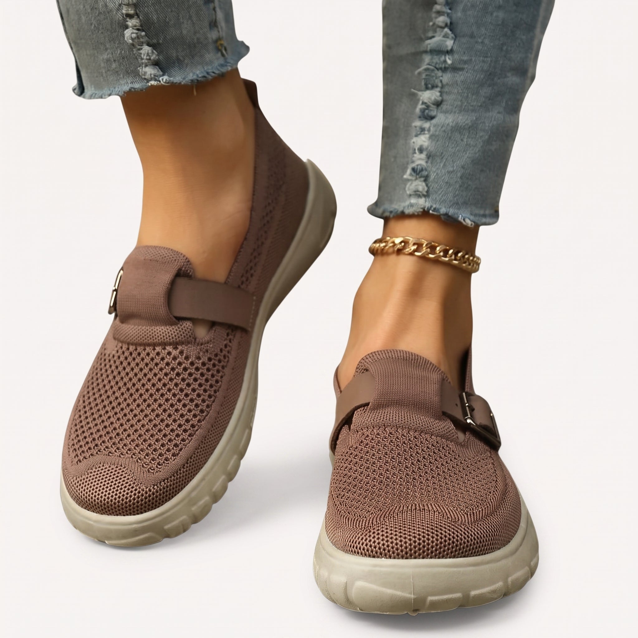 Komfort-Mokassins Damen Nilde Lea, ergonomisch, mit Schnalle