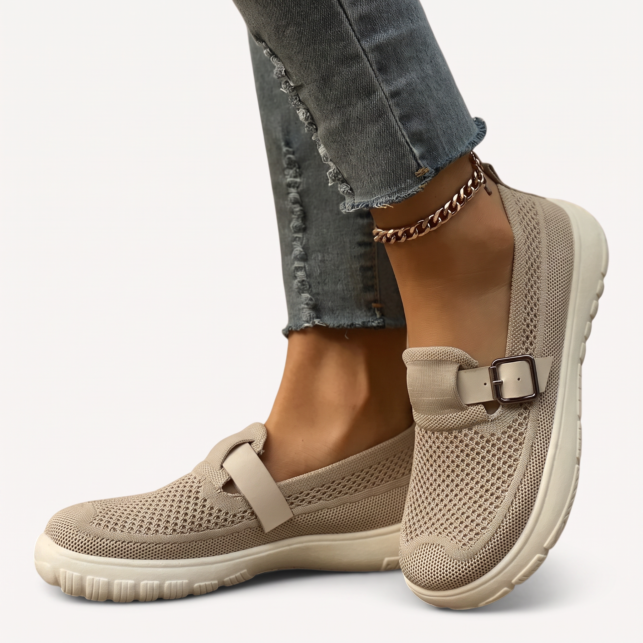 Komfort-Mokassins Damen Nilde Lea, ergonomisch, mit Schnalle
