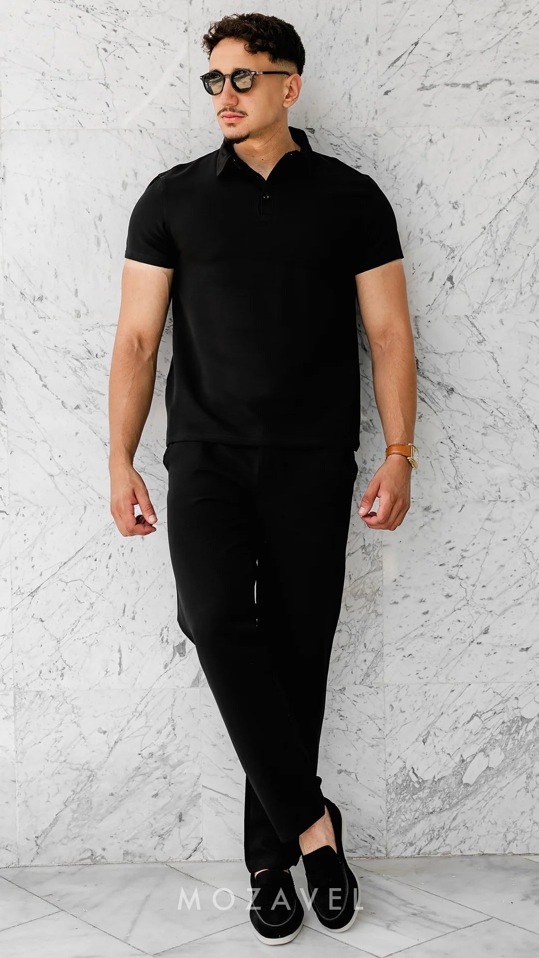 Herren Set „Élégance“ – Poloshirt & Hose Schwarz