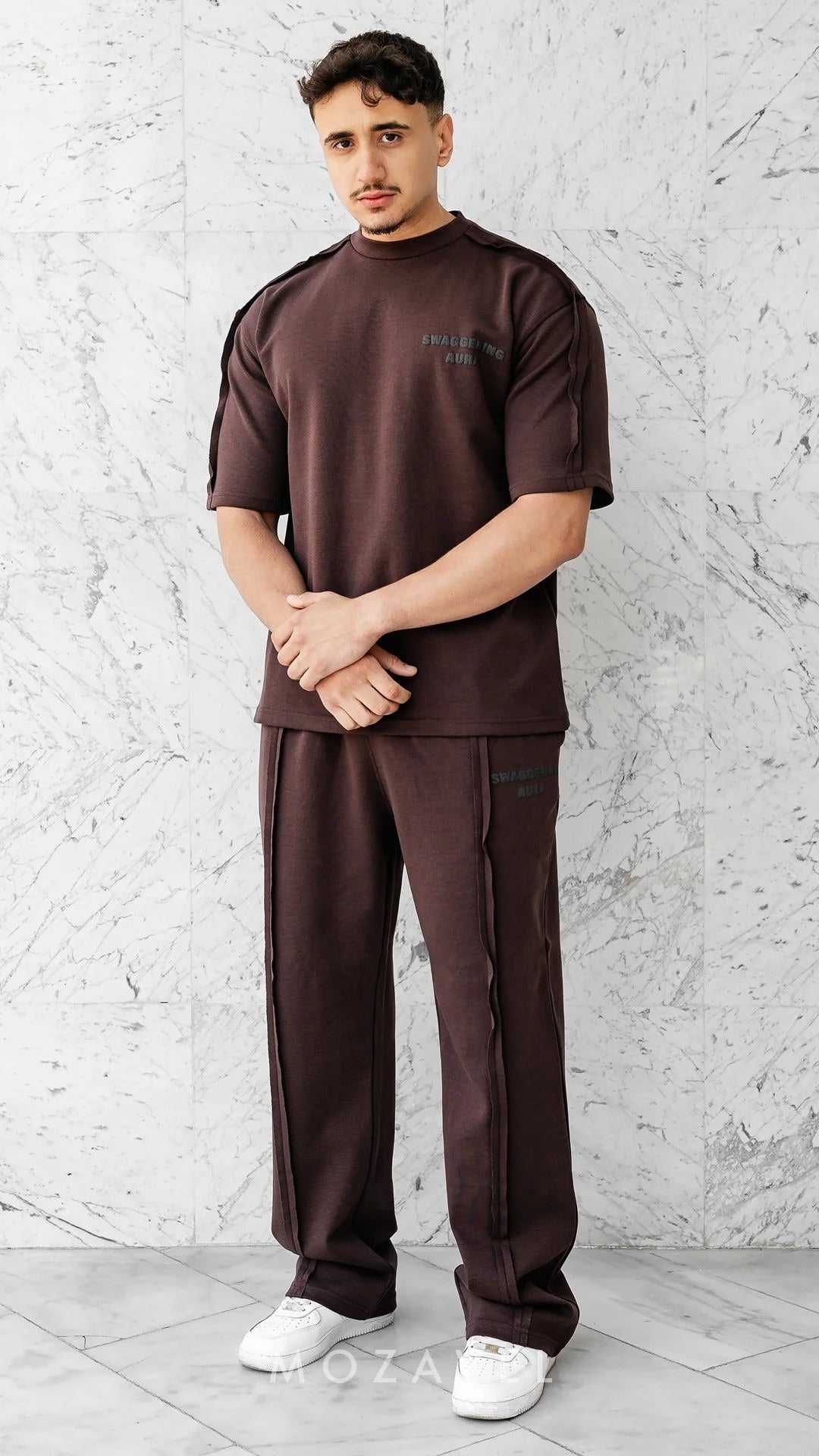 Herren Set „Nero“ – Oversize Shirt & Hose Schokobraun