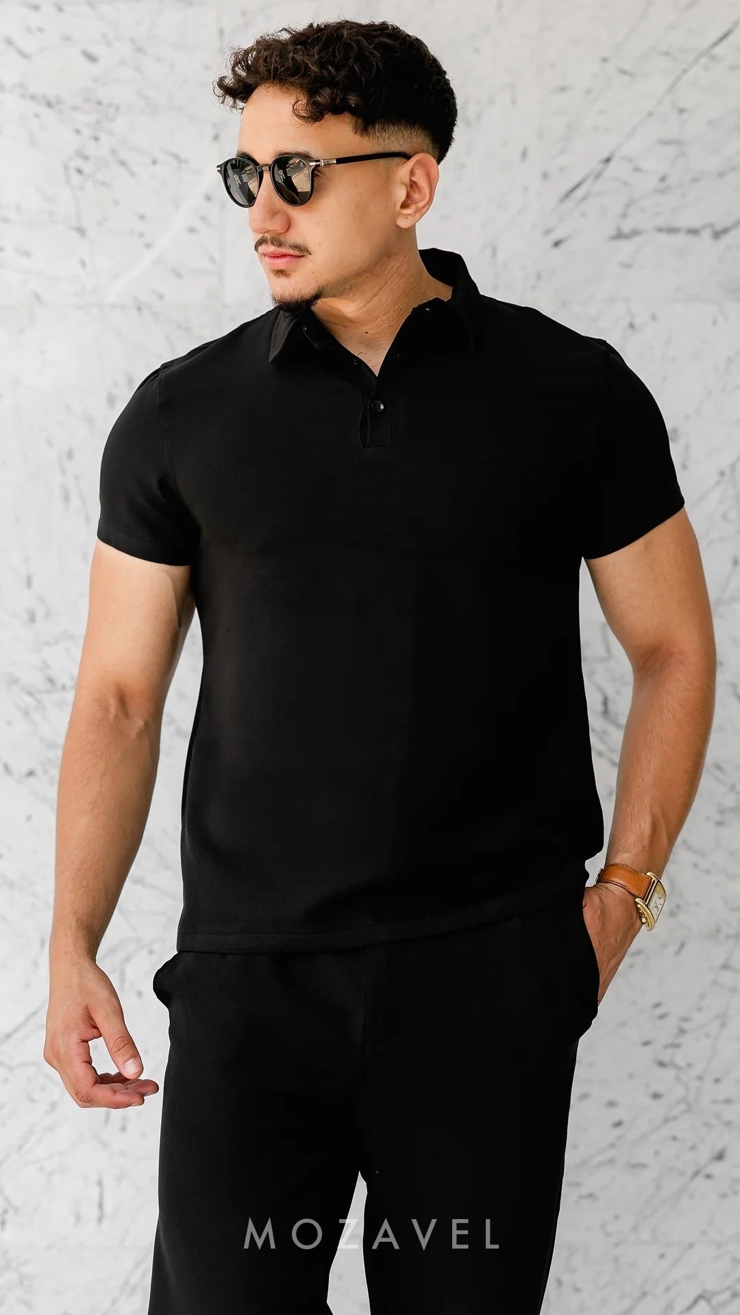 Herren Set „Élégance“ – Poloshirt & Hose Schwarz