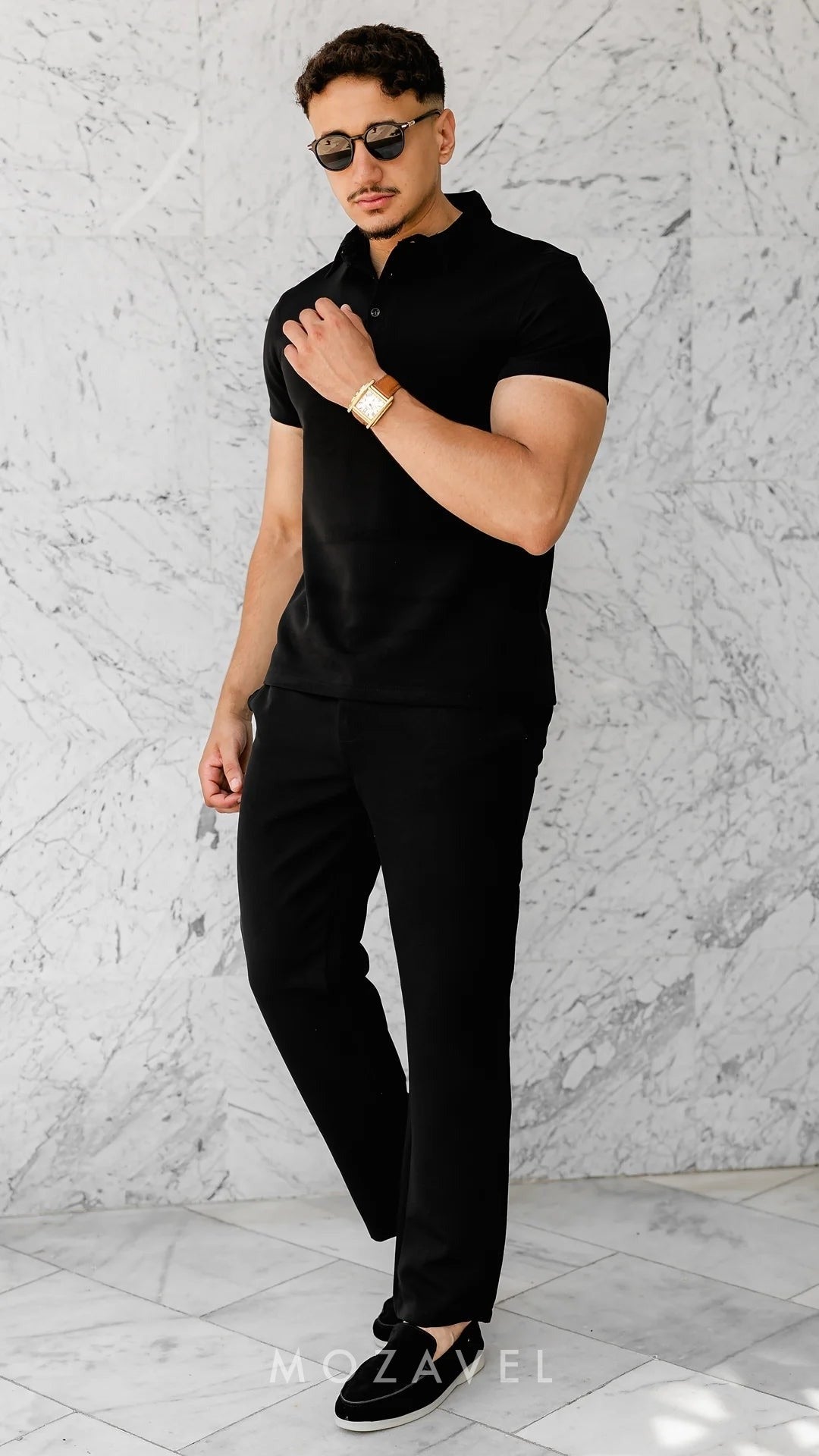 Herren Set „Élégance“ – Poloshirt & Hose Schwarz