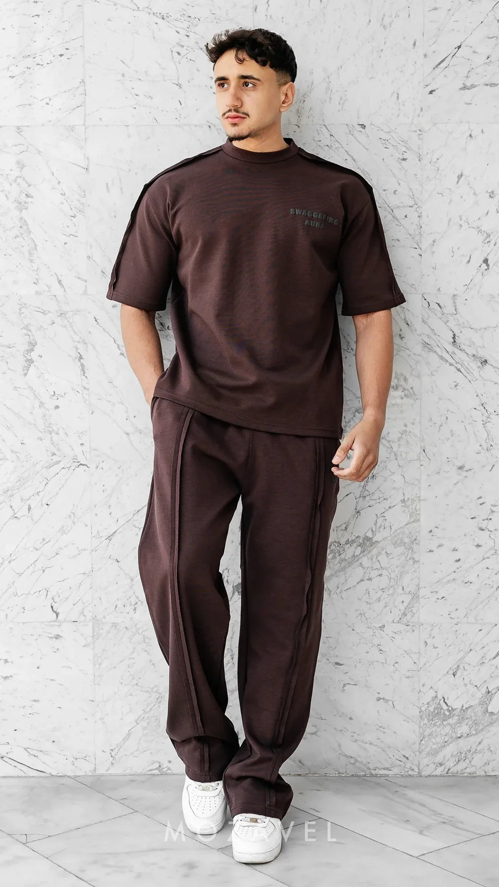 Herren Set „Nero“ – Oversize Shirt & Hose Schokobraun