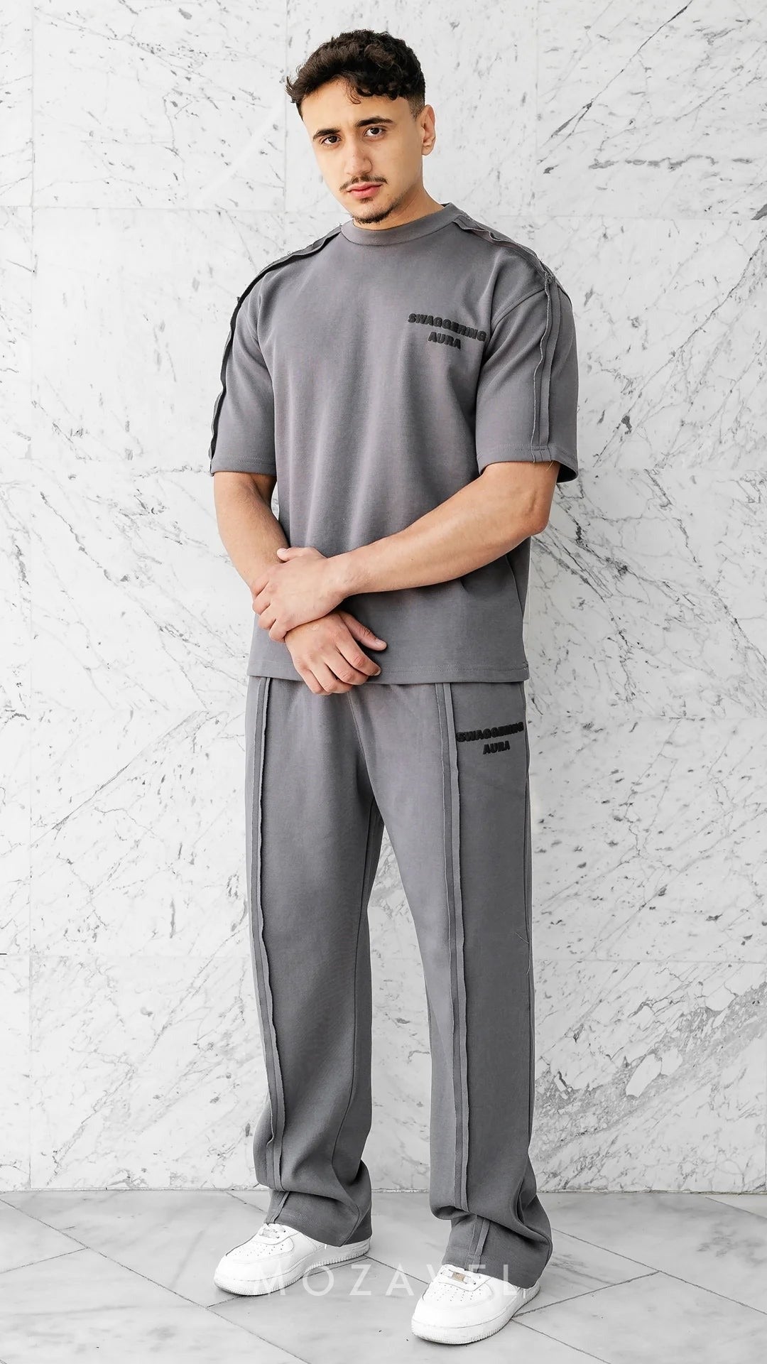 Herren Set „Nero“ – Oversize Shirt & Hose Anthrazitgrau